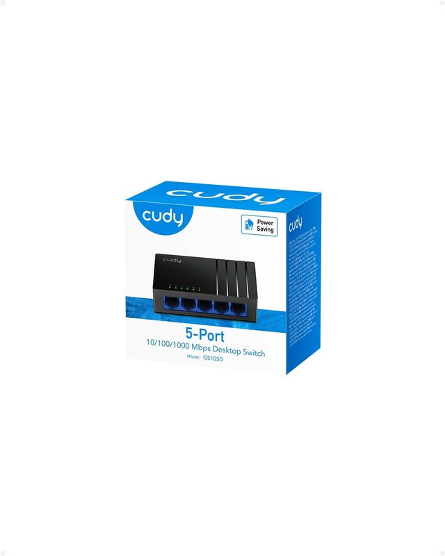 Cudy GS105D 5 Port Gigabit Ethernet Switch Desktop Ethernet Splitter Plastic Case Unshielded Switch Plug & Play Fanless Unmanaged