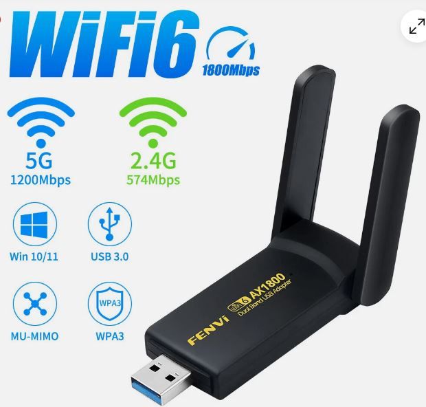 AX1800 WiFi 6 USB 3.0 Dual Band 802.11ax Wireless USB WiFi Adapter for Win 10/11 AX1800 WiFi 6 USB 3.0 Dual Band 802.11ax Wireless USB WiFi Adapter for Win 10/11