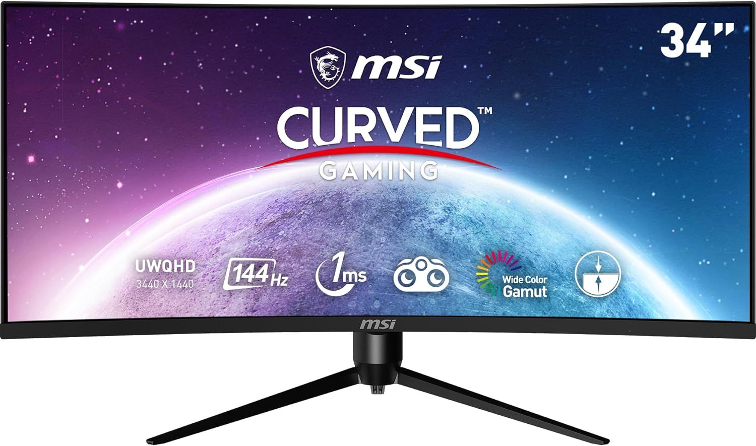 MSI MAG342CQPV, 34" Gaming Monitor | 3440 x 1440 (UWQHD) | VA | 100Hz | FreeSync | HDR Ready | HDMI | Displayport | Tilt | Swivel | Height Adjustable | Pivot