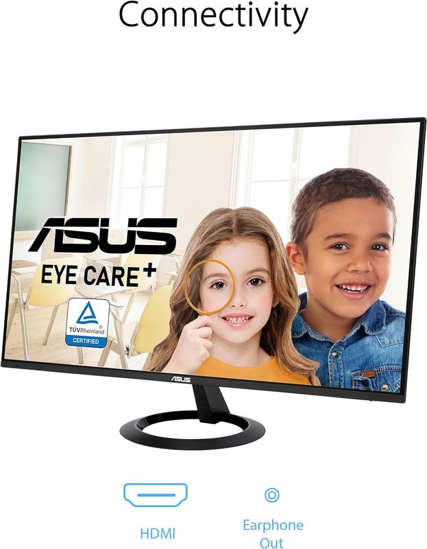 ASUS 24” (23.8-inch viewable) Eye Care Monitor (VZ24EHF) - IPS, Full HD (1920 x 1080), Frameless, 100Hz, Adaptive-Sync, 1ms, HDMI, Low Blue Light, Flicker Free, Ultra-Slim Profile ASUS 24” (23.8-inch viewable) Eye Care Monitor (VZ24EHF) - IPS, Full HD (1920 x 1080), Frameless, 100Hz, Adaptive-Sync, 1ms, HDMI, Low Blue Light, Flicker Free, Ultra-Slim Profile
