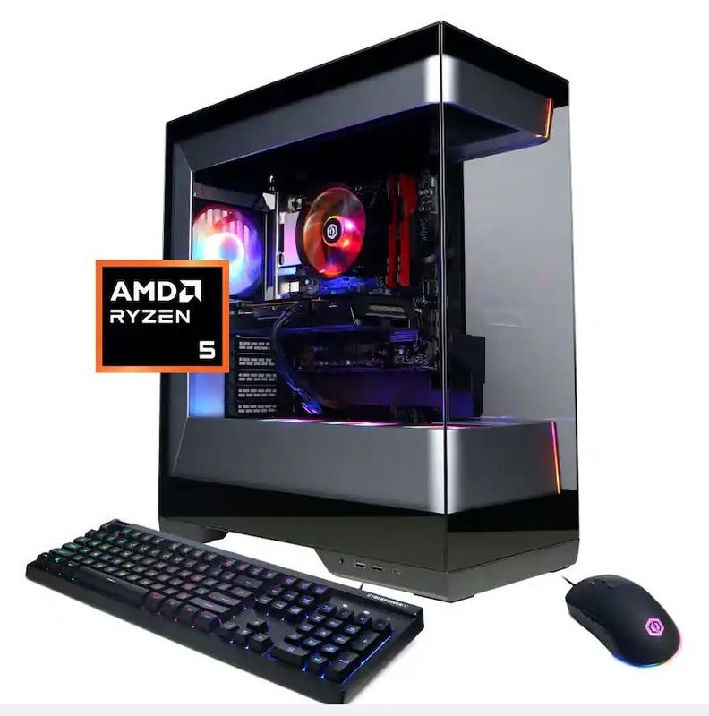 CyberPowerPC - Gaming Desktop - AMD Ryzen 5 5500 - AMD Radeon RX 6500 XT 4GB - 16GB Mem - 1TB PCIe 4.0 SSD -