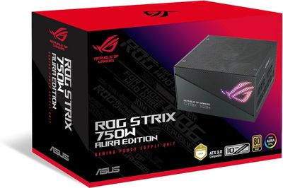 ASUS ROG Strix 750W Gold Aura Edition (Fully Modular Power Supply, 80+ Gold Certified, ATX 3.0, Cybenetics Lambda A++ Certification, PCIe Gen 5.0 Ready, Axial-tech Fan, Aura Sync
