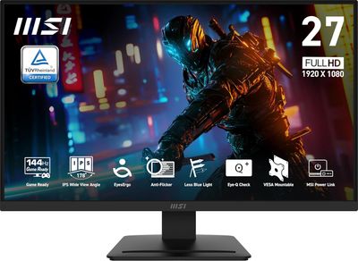 MSI PRO MP273L E14 27-inch IPS 1920 x 1080 (FHD) Gaming Office Monitor, 144Hz, Adaptive-Synch, HDR Ready, HDMI, VGA Port,VESA Mountable, Tilt, 4-Side Slim Bezel,1ms, Black