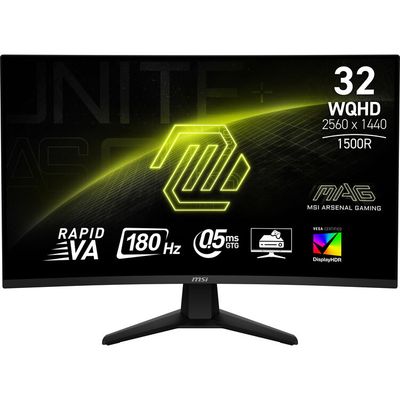 MSI - MAG32CQ6F 32" Curved Wild QHD 180Hz 0.5ms Adaptive Sync Gaming Monitor withHDR400(DisplayPort, HDMI, ) - Black