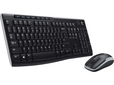 Logitech Wireless Combo MK270 920-004536 Black 8 Function Keys USB 2.0 RF Wireless Ergonomic Keyboard & Mouse