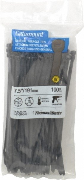 CABLE TIES STANDARD BLACK 7.5 IN (100 PACK)