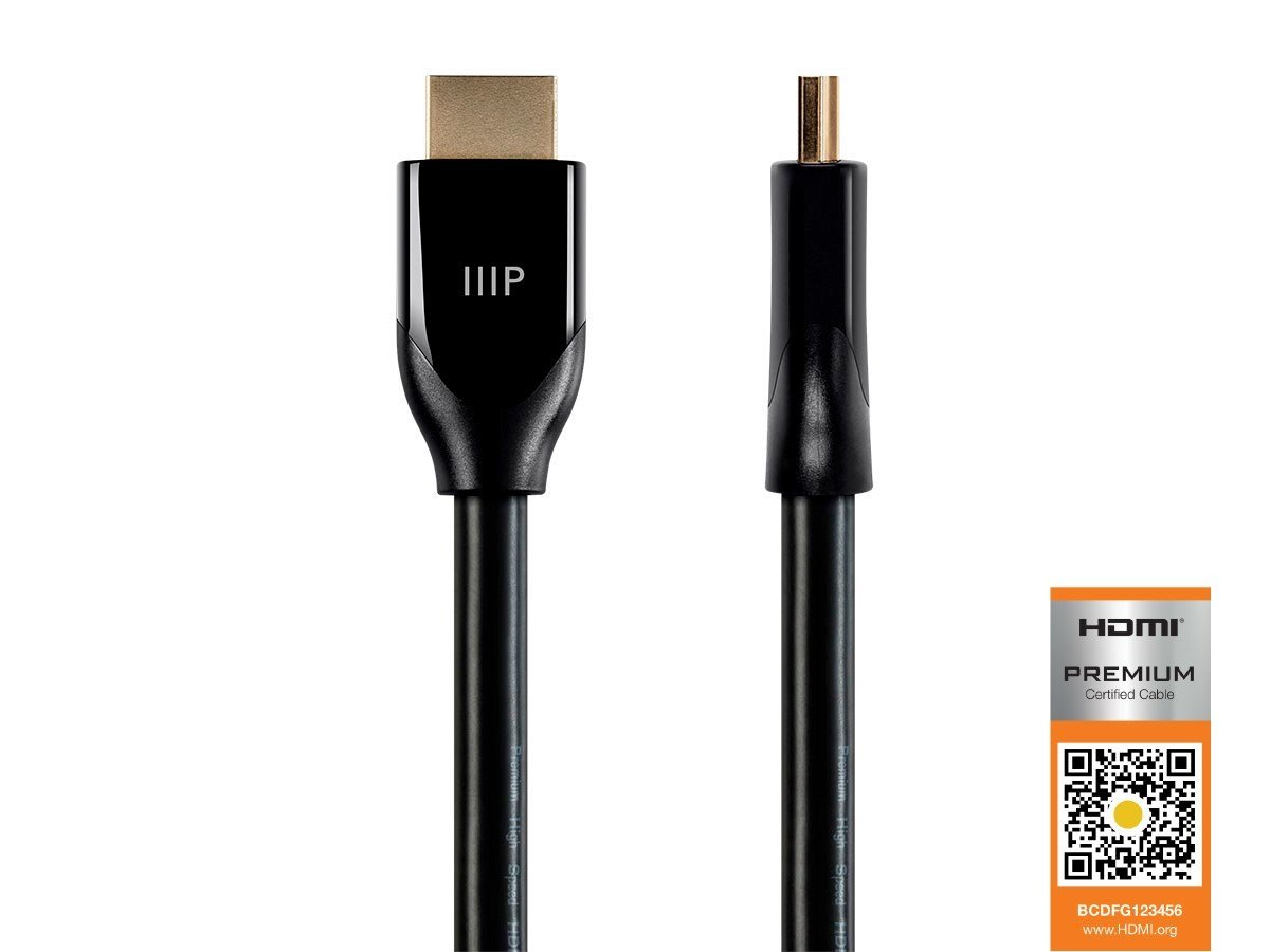 Certified Premium High Speed HDMI Cable, 4K @ 60Hz, HDR, 18Gbps, 28AWG, YUV 4:4:4, 3ft, Black