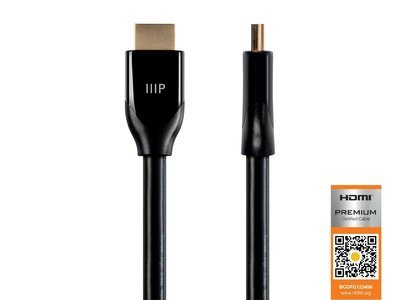Certified Premium High Speed HDMI Cable, 4K @ 60Hz, HDR, 18Gbps, 28AWG, YUV 4:4:4, 3ft, Black