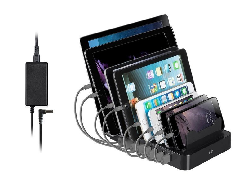 8-Port 12A USB Smart Charger Station Dock