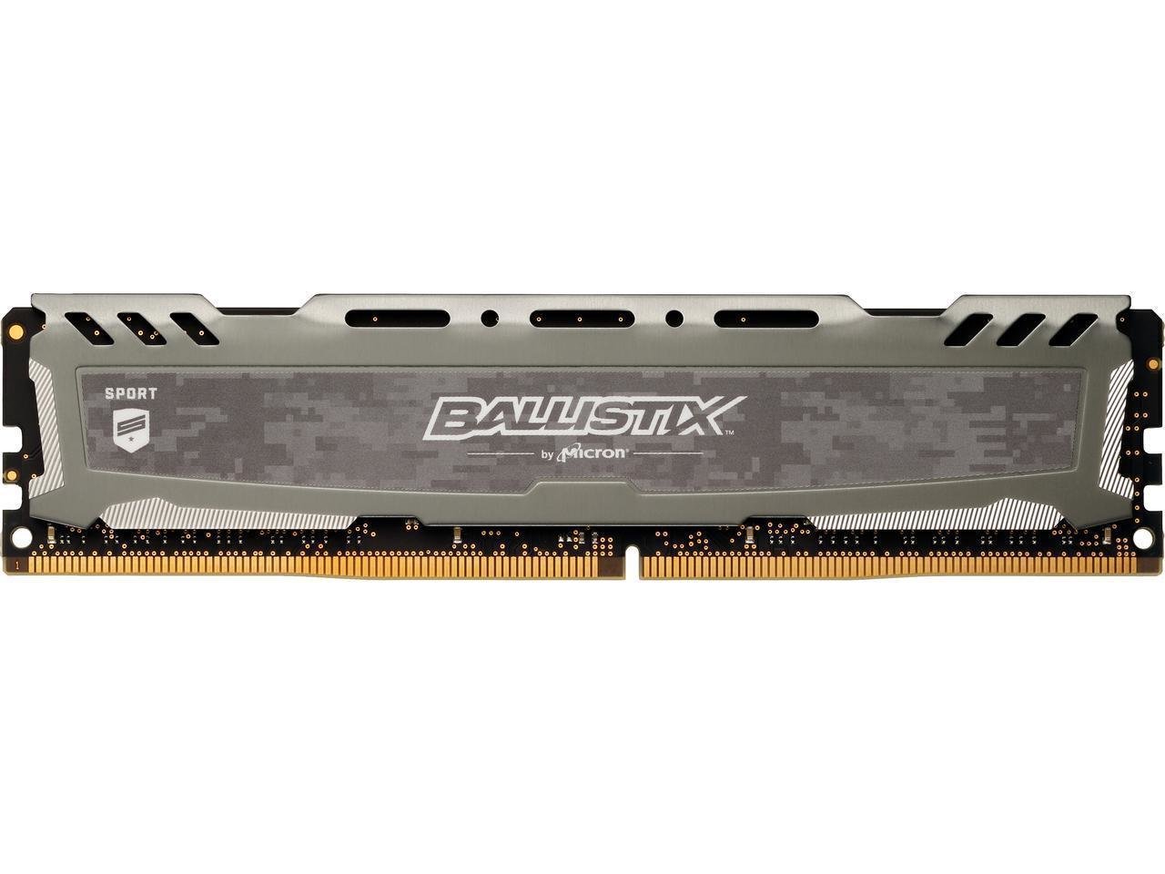 Ballistix Sport LT 8GB Single DDR4 2666 MT/s (PC4-21300) SR x8 DIMM 288-Pin Memory - BLS8G4D26BFSBK (Grey)