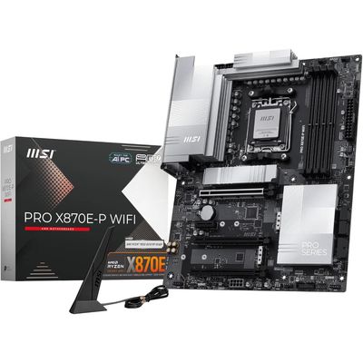 MSI PRO X870E-P WiFi Motherboard, ATX - Supports AMD Ryzen 9000/8000 / 7000 Processors, AM5-60A SPS VRM, DDR5 Memory Boost (8200+ MT/s OC), PCIe 5.0 x16 & 4.0 x16, M.2 Gen5, Wi-Fi 7, 5G LAN
