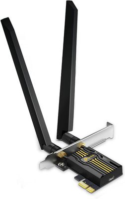 TP-Link WiFi 7 BE6500 PCIe WiFi Card Archer TBE400E | Tri-Band Network Card for Desktop PC | Bluetooth 5.4| High-Gain Antennas| MLO, WPA3| Supports AMD/Intel | Not Compatible w/Windows 10 TP-Link WiFi 7 BE6500 PCIe WiFi Card Archer TBE400E | Tri-Band Network Card for Desktop PC | Bluetooth 5.4| High-Gain Antennas| MLO, WPA3| Supports AMD/Intel | Not Compatible w/Windows 10