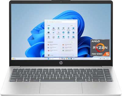 HP 14 inch Laptop, HD Touchscreen Display, AMD Ryzen 5 7520U, 8 GB RAM, 512 GB SSD, AMD Radeon Graphics, Windows 11 Home, Natural Silver