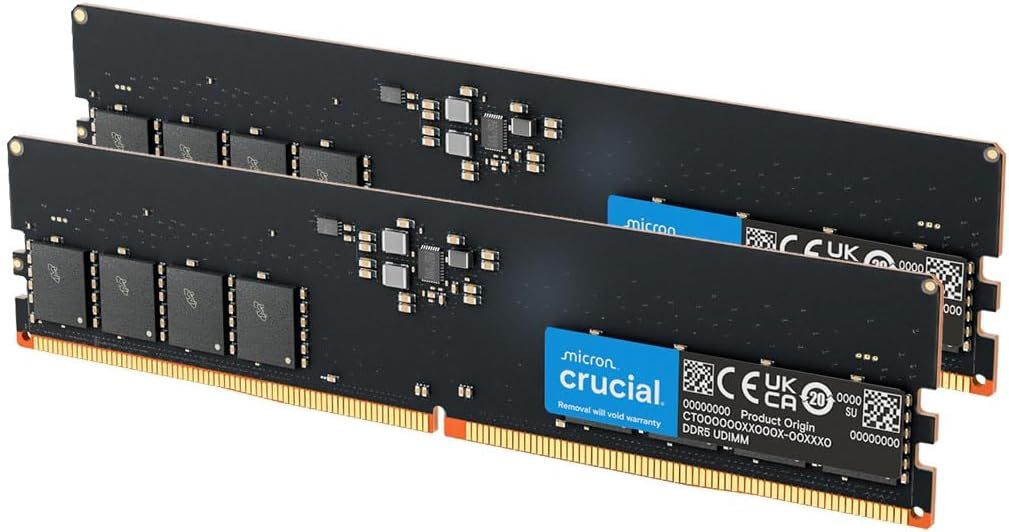 Crucial 16GB DDR5 RAM Kit (2x8GB), 5600MHz Desktop Memory, UDIMM 288-Pins, Compatible with Intel Core and AMD Ryzen 7000