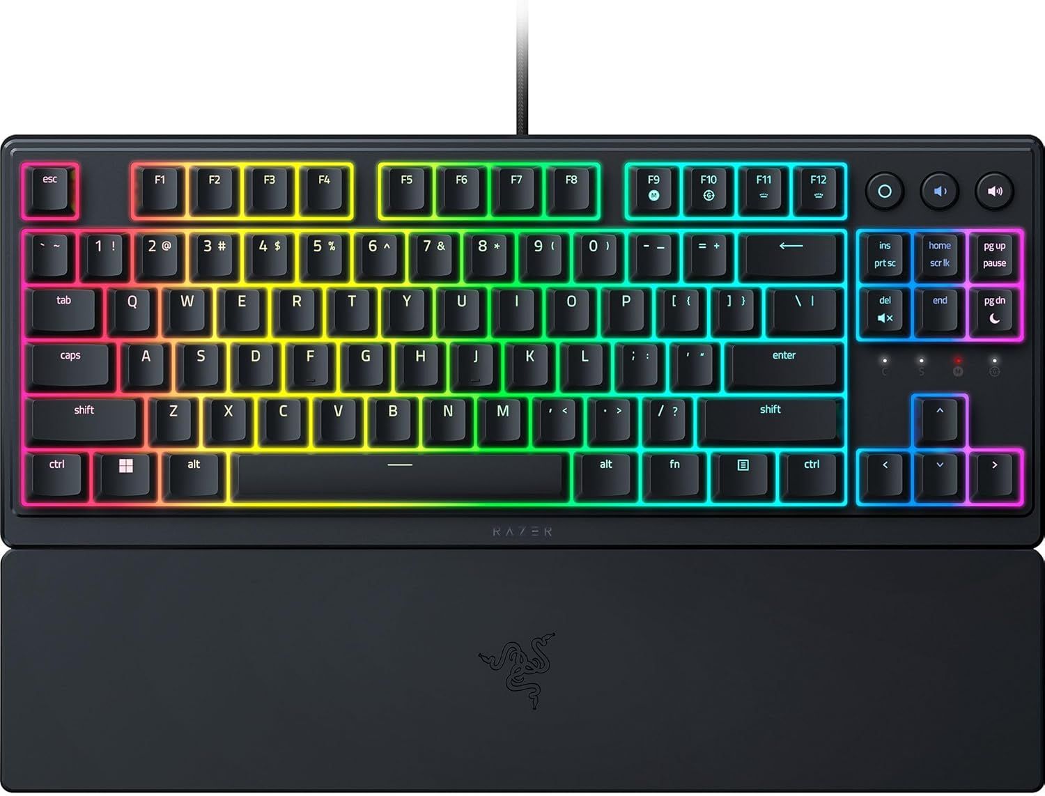 Razer Ornata V3 TKL Gaming Keyboard: Low Profile Keys - Mecha Membrane Switches - UV Coated Keycaps - Backlit Media Keys - 8 Zone RGB Lighting