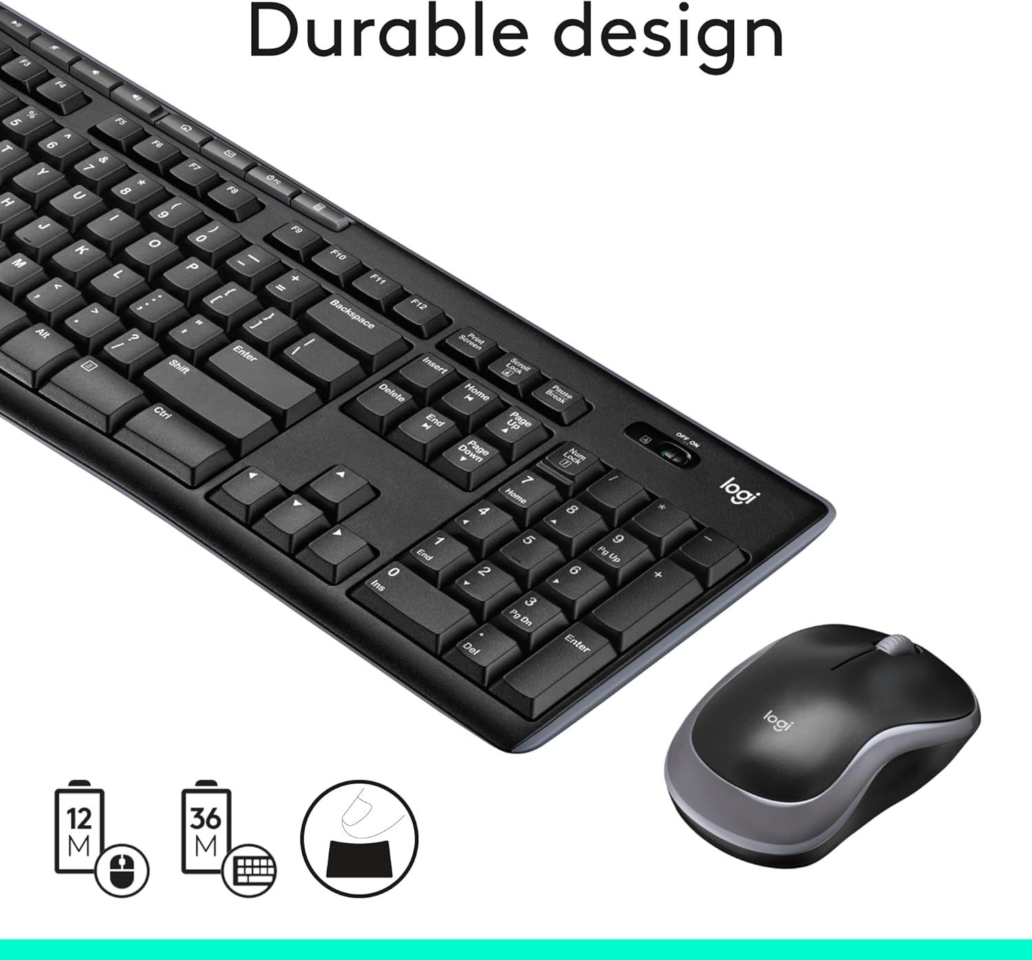 Logitech MK270 Wireless Keyboard and Mouse Combo for Windows, 2.4 GHz, 8 Multimedia Keys, PC, Laptop, Wireless Keyboard Compact Mouse Combo