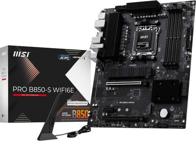 MSI PRO B850-S WIFI6E Motherboard, ATX - Supports AMD Ryzen 9000/8000 / 7000 Processors, AM5 - DDR5 Memory Boost (8200+ MT/s OC), PCIe 4.0 x16, M.2 Gen5, Wi-Fi 6E, 2.5G LAN MSI PRO B850-S WIFI6E Motherboard, ATX - Supports AMD Ryzen 9000/8000 / 7000 Processors, AM5 - DDR5 Memory Boost (8200+ MT/s OC), PCIe 4.0 x16, M.2 Gen5, Wi-Fi 6E, 2.5G LAN