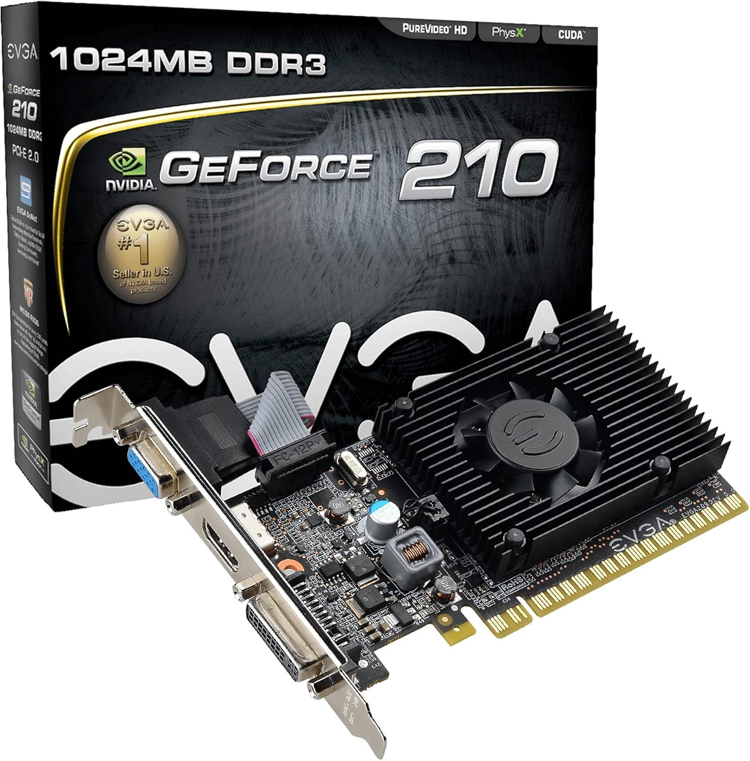 EVGA GeForce 210 1024 MB DDR3 PCI Express 2.0 DVI/HDMI/VGA Graphics Card, 01G-P3-1312-LR EVGA GeForce 210 1024 MB DDR3 PCI Express 2.0 DVI/HDMI/VGA Graphics Card, 01G-P3-1312-LR
