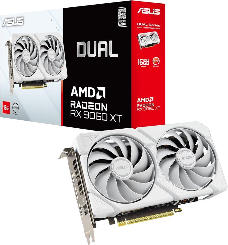ASUS Dual Radeon™ RX 9060 XT 16GB GDDR6 White Edition