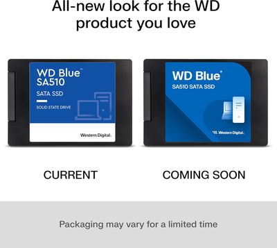 Western Digital 250GB WD Blue SA510 SATA Internal Solid State Drive SSD - SATA III 6 Gb/s, 2.5"/7mm, Up to 555 MB/s