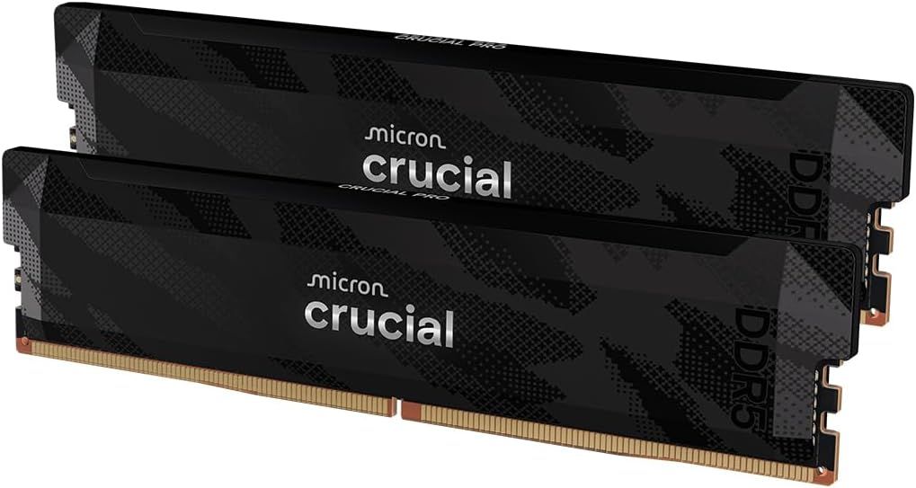 Crucial Pro DDR5 RAM 32GB Kit (2x16GB), 6400MHz CL32, Overclocking Desktop Gaming Memory, Intel XMP 3.0 & AMD Expo Compatible, Black Crucial Pro DDR5 RAM 32GB Kit (2x16GB), 6400MHz CL32, Overclocking Desktop Gaming Memory, Intel XMP 3.0 & AMD Expo Compatible, Black