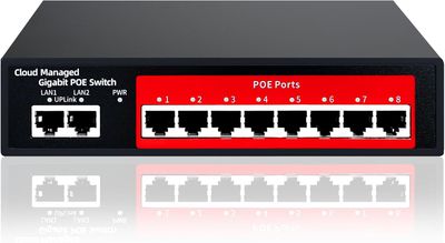 8-Port Gigabit Managed PoE Switch - 8 PoE+ Ports (120W Total), 2 Gigabit Uplinks, VLAN, Fanless, Plug & Play, Sturdy Metal