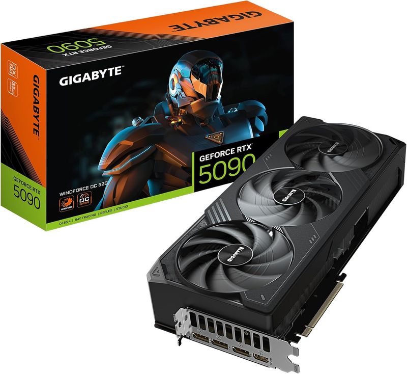GIGABYTE GeForce RTX 5090 WINDFORCE OC 32G Graphics Card, WINDFORCE Cooling System, 32GB 512-bit GDDR7, GV-N5090WF3OC-32GD Video Card