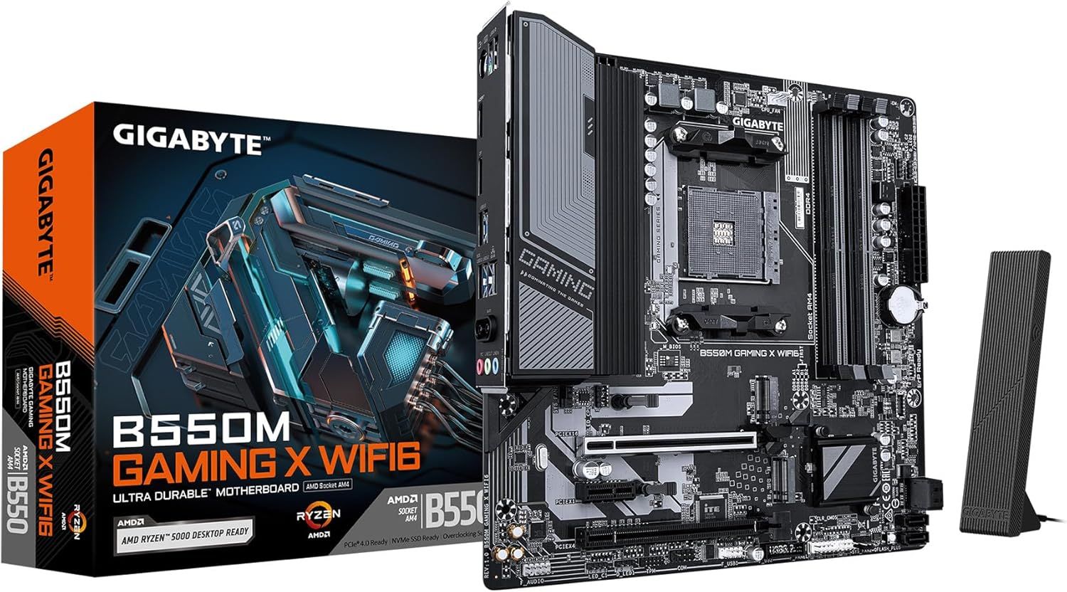GIGABYTE B550M Gaming X WIFI6 AMD AM4 mATX Motherboard, Supports Ryzen 5000/4000/3000 Series, DDR4, 5+3 Power Phase, 2X M.2, PCIe 4.0, WIFI6, GbE LAN, PCIe EZ-Latch, WiFi EZ-Plug, RGB Fusion