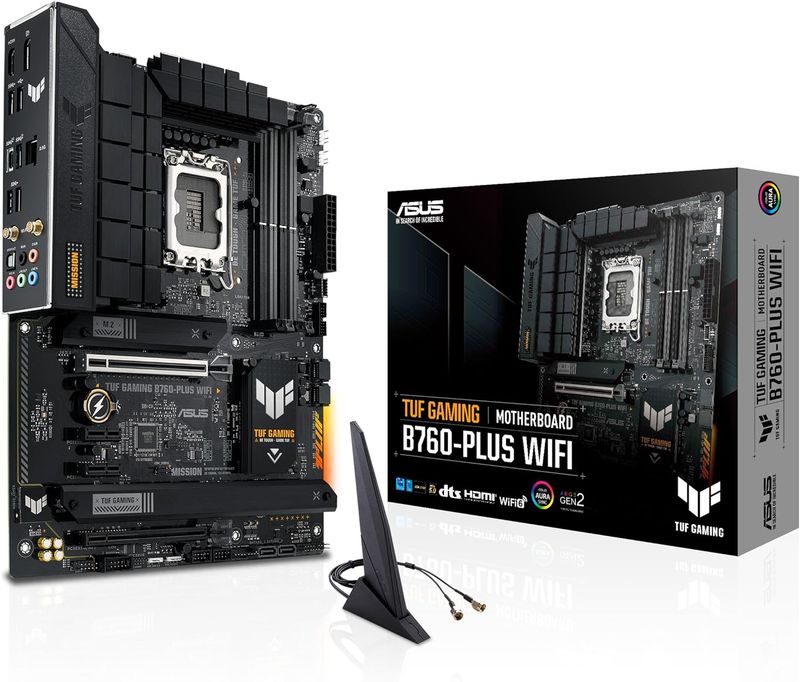 ASUS TUF GAMING B760-PLUS WIFI Intel B760 LGA 1700 ATX motherboard, Ready for 14th, 13th & 12th Gen Intel® Core CPU, 12+1+1 Stages, PCIe 5.0, 3x M.2, DDR5, 2.5G, USB 3.2 Type-C®, Thunderbolt 4™, USB4®
