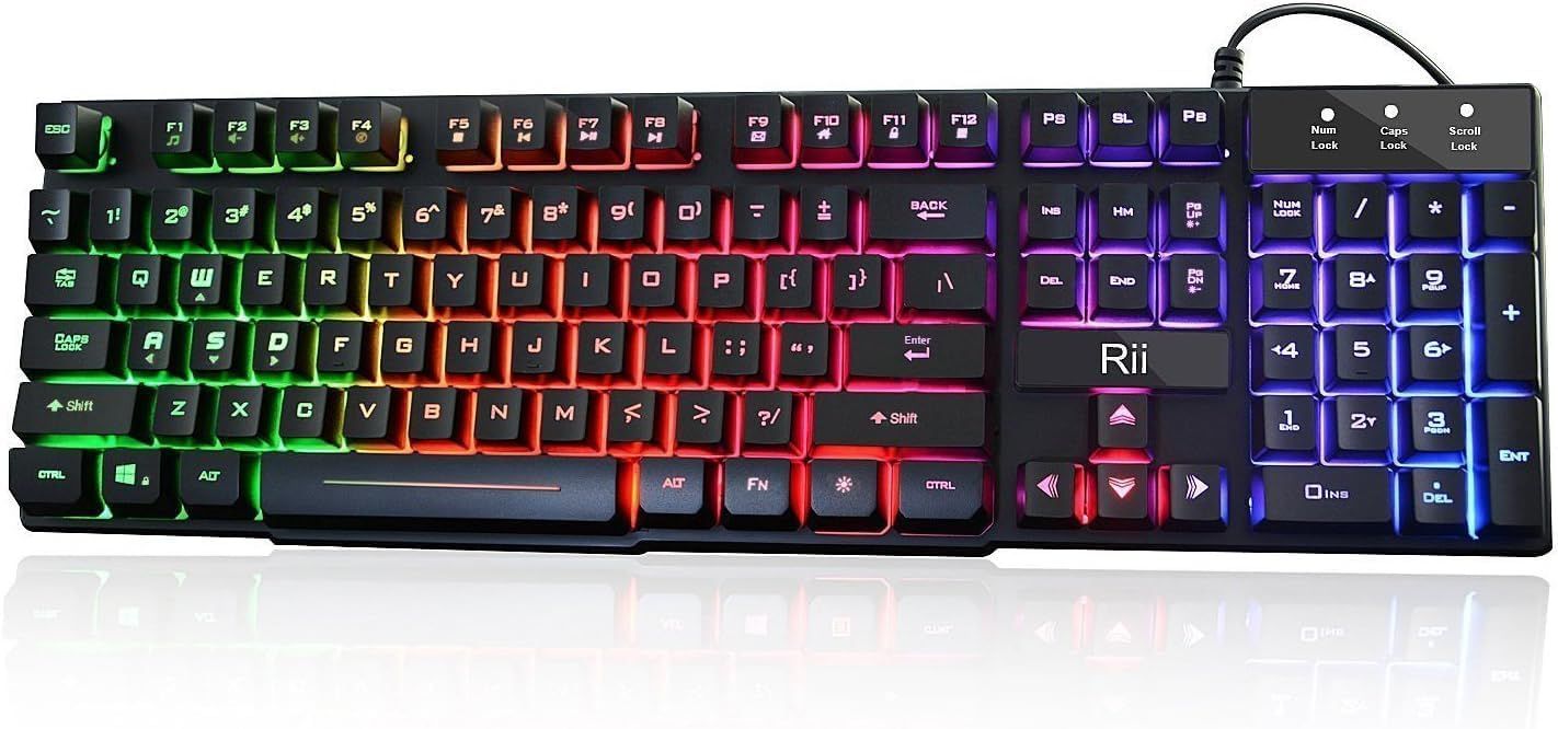 Multiple Color Rainbow LED Backlit Large Size USB Wired Mechanical Feeling Multimedia PC Gaming Keyboard,Office Keyboard
