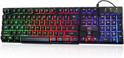 Multiple Color Rainbow LED Backlit Large Size USB Wired Mechanical Feeling Multimedia PC Gaming Keyboard,Office Keyboard