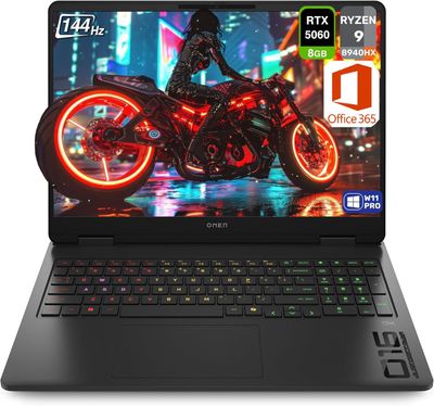 HP OMEN 16 Gaming Laptop 16 FHD 144Hz Display AMD Ryzen 9 8940HX NVIDIA RTX 5060 8GB 16GB RAM | 512GB SSD Windows 11 Black