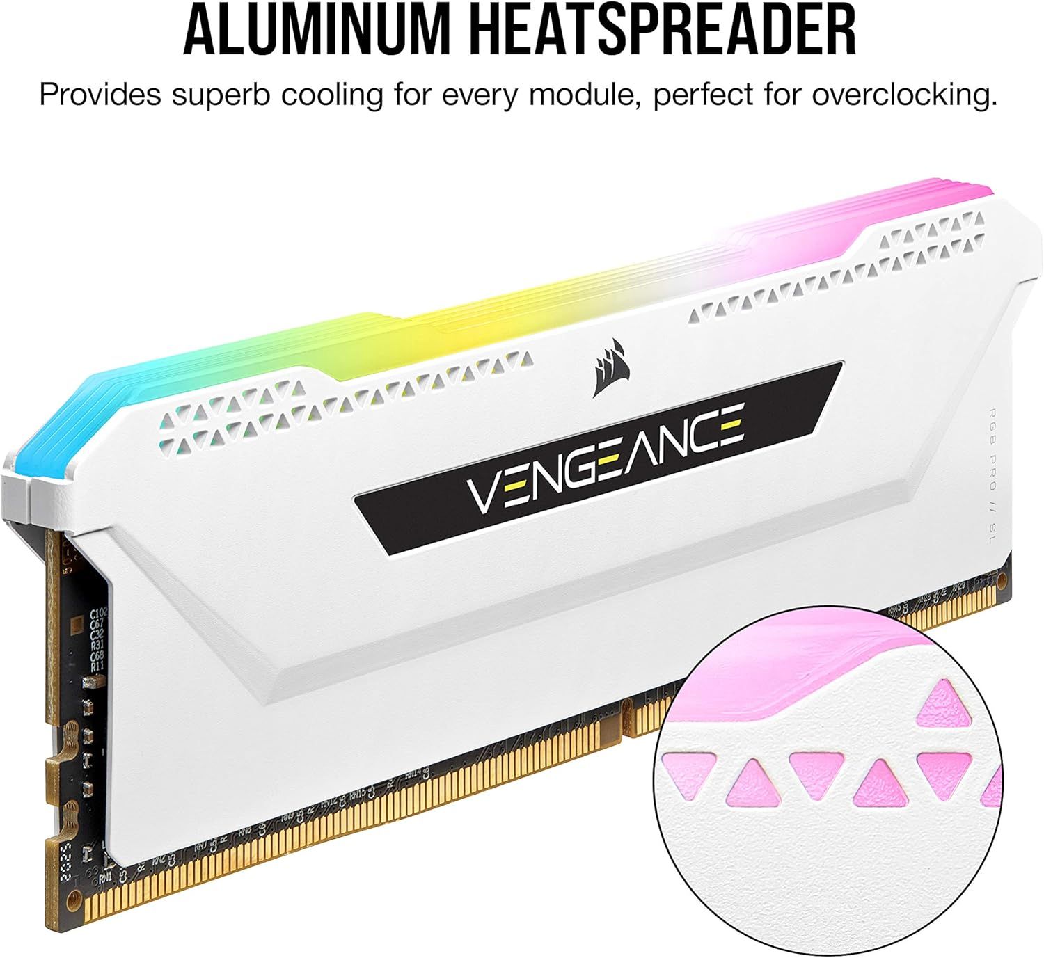 Corsair Vengeance RGB Pro SL 16GB (2x8GB) DDR4 3200 (PC4-25600) C16 1.35V Desktop Memory - White