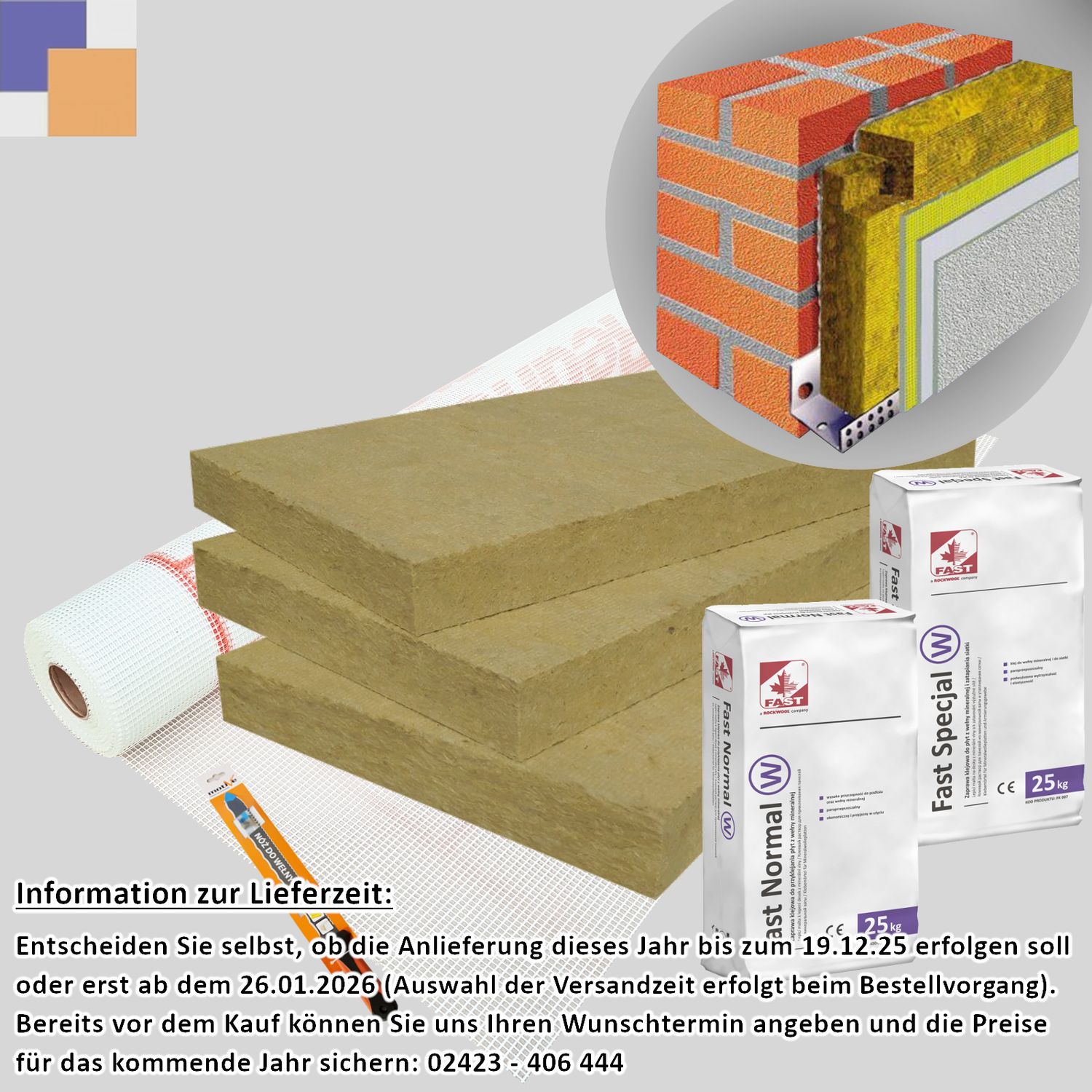 WDVS Basis-Paket • Steinwolle λ 0,034 W/mk • 200mm WDVS Basis-Paket • Steinwolle λ 0,034 W/mk • 200mm