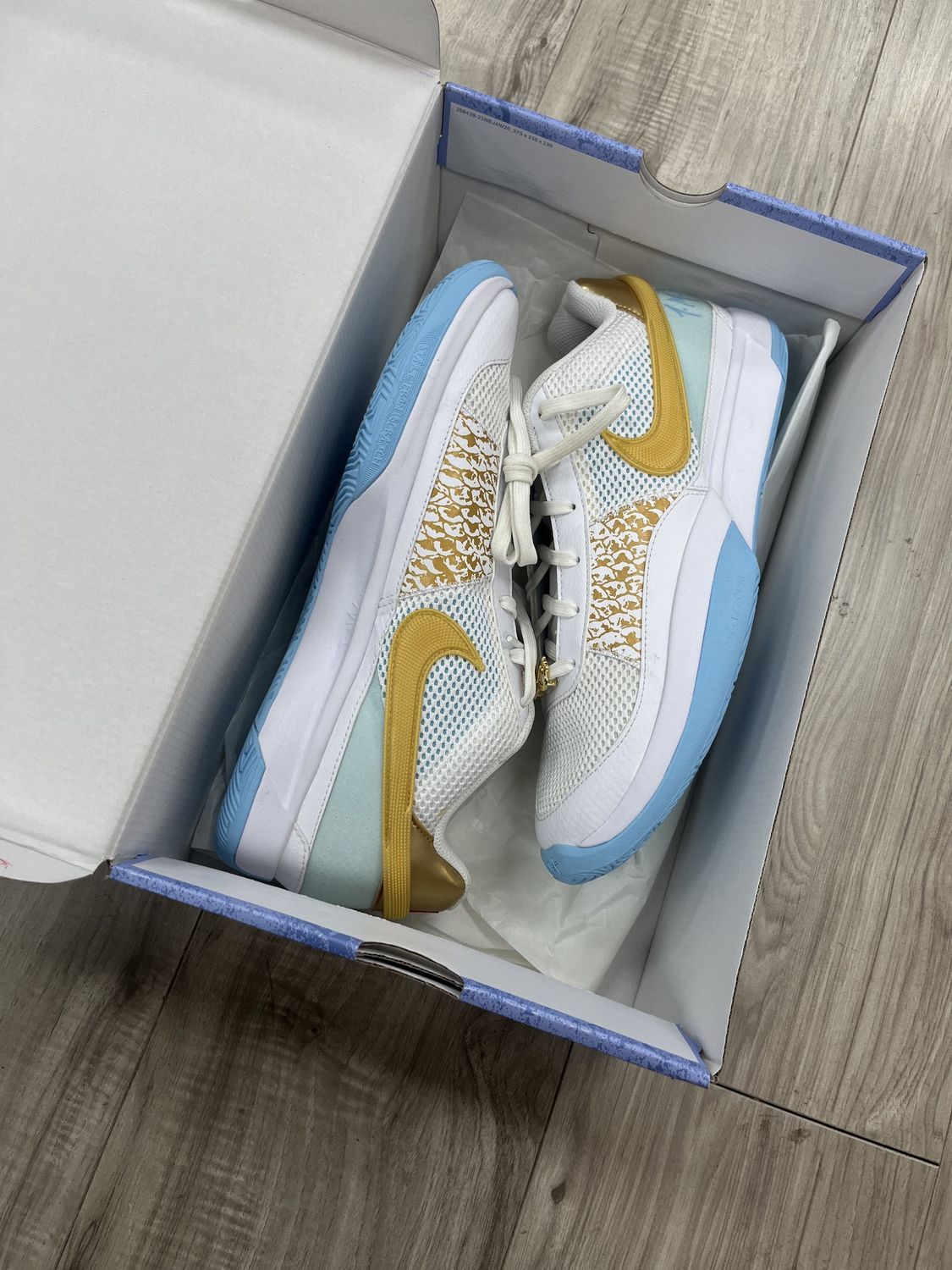 JA MORANT WHITE BLUE GOLD, USED: 11.5
