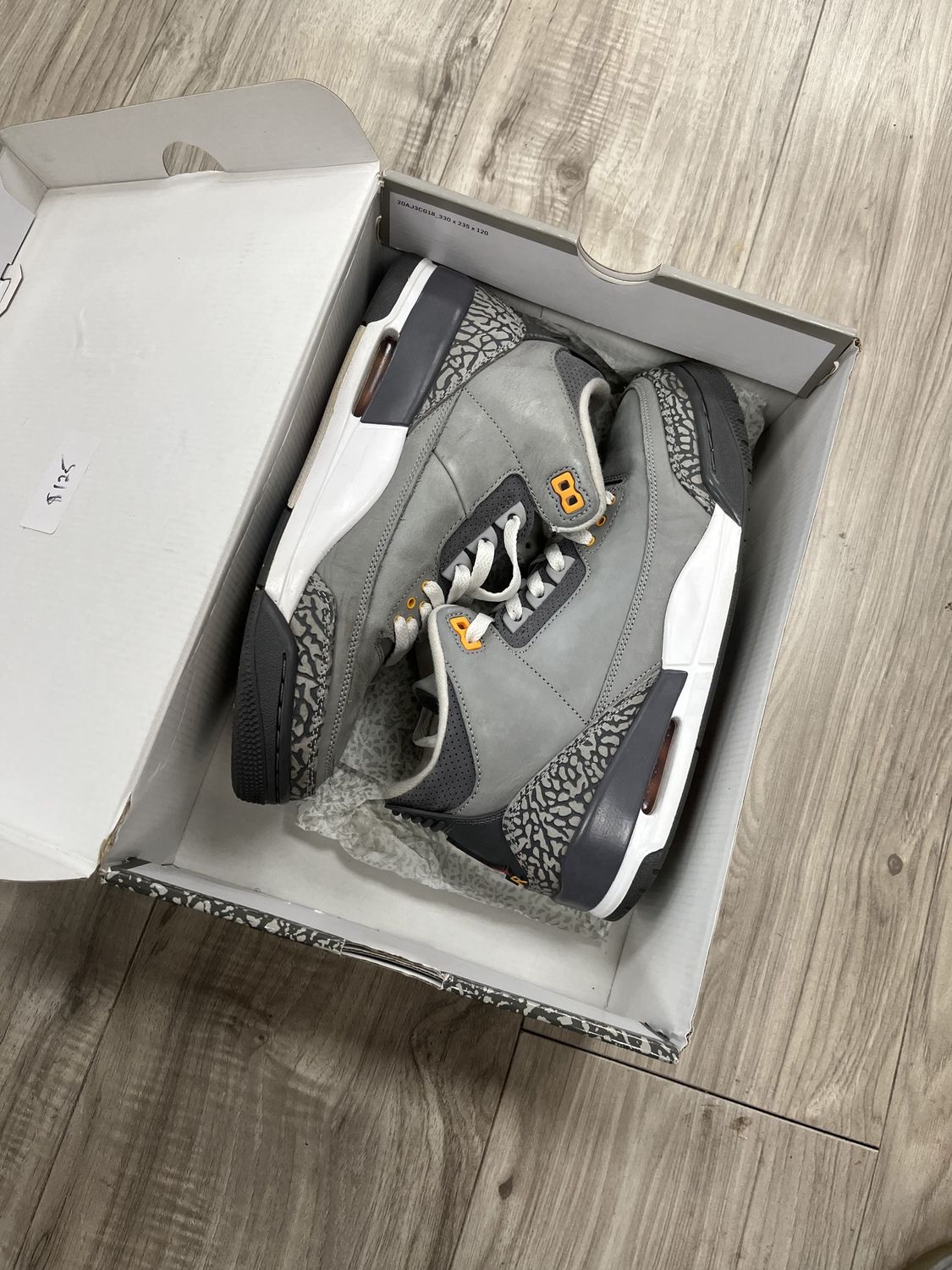 JORDAN 3 COOL GREY, USED: 9