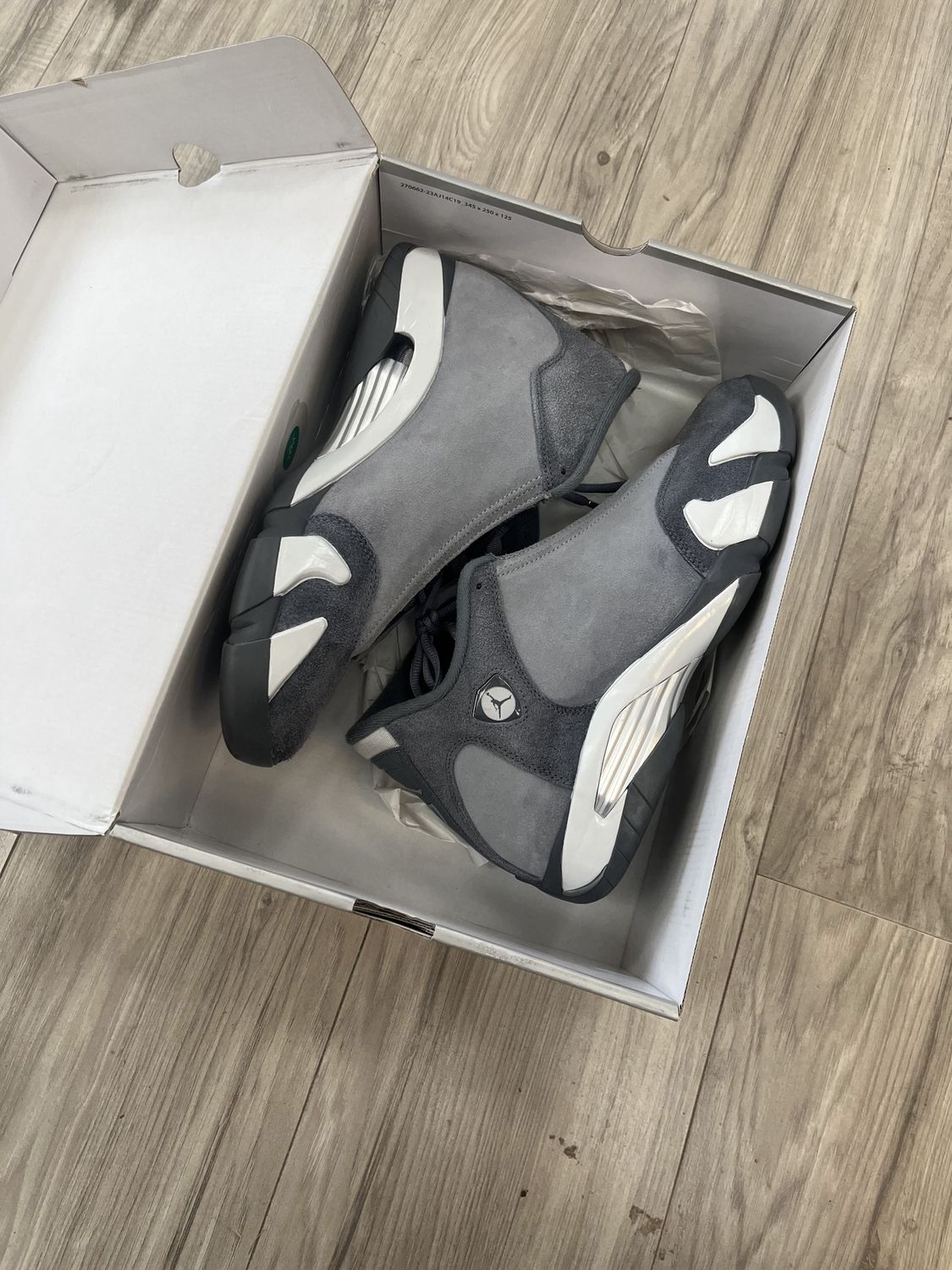 JORDAN 14 FLINT GREY CLEAN, USED: 10.5
