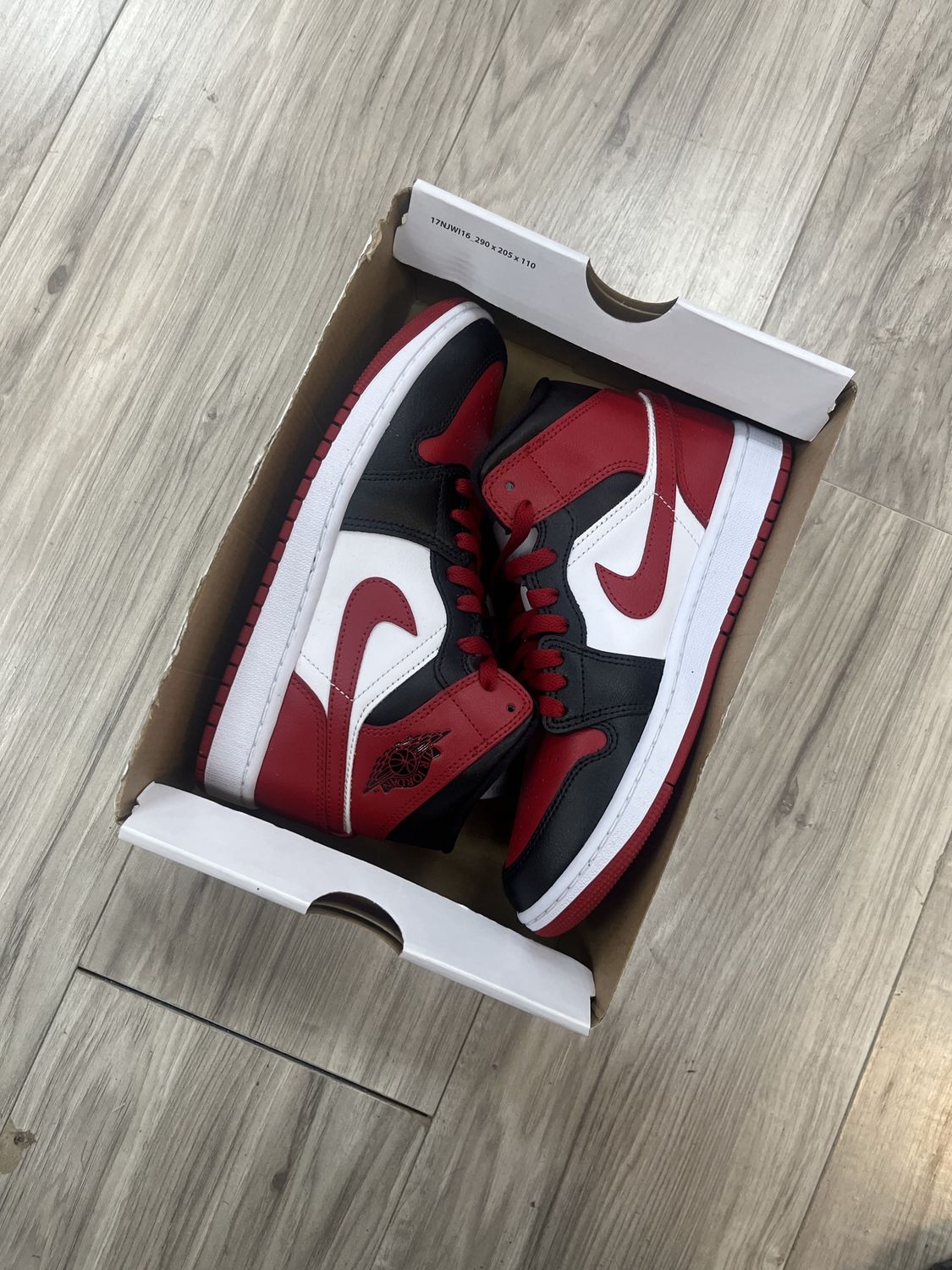 JORDAN 1 MID ALTERNATE BRED TOE | NEW | NO LID |, NEW: 7.5W