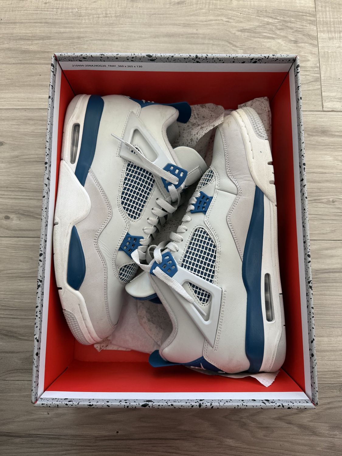 JORDAN 4 MILITARY BLUE, USED: 12