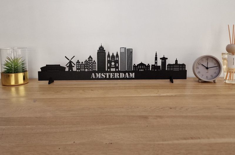 Skyline Amsterdam – 55 cm | Zwart MDF