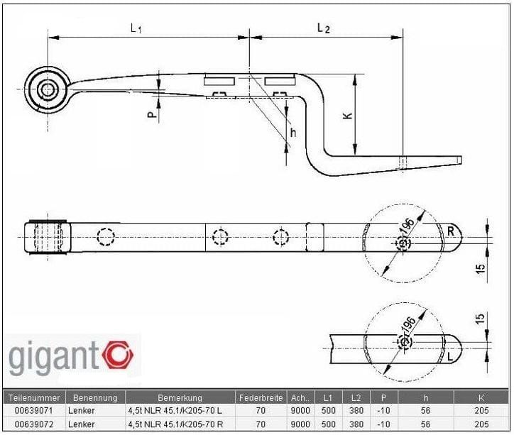 RESOR OŚ GIGANT 639071 00639071 F217Z092ZL75 LEWY