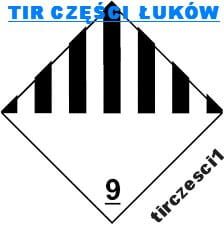 TABLICA NAKLEJKA OSTRZEGAWCZA INFORMUJĄCA  ADR 9