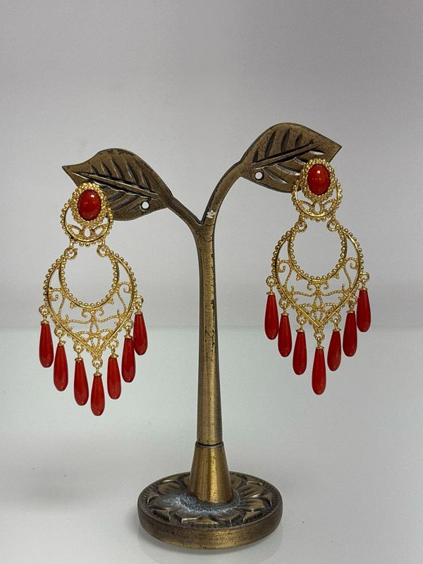 Orecchini argento 925 e corallo mediterraneo
