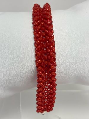 Bracciale in corallo mediterraneo lavorazione a tessuto