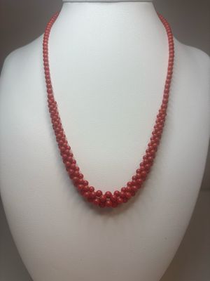 Collana in corallo mediterraneo lavorazione a tessuto