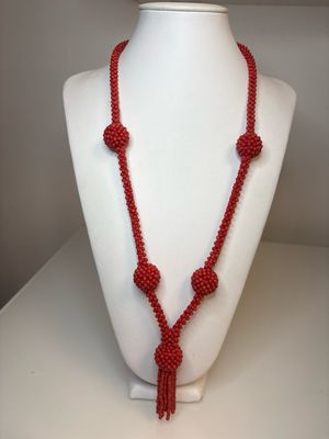 Collana in corallo mediterraneo, lavorazione a tessuto