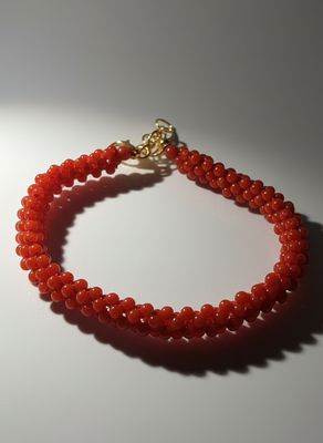 Bracciale in corallo mediterraneo in tessuto