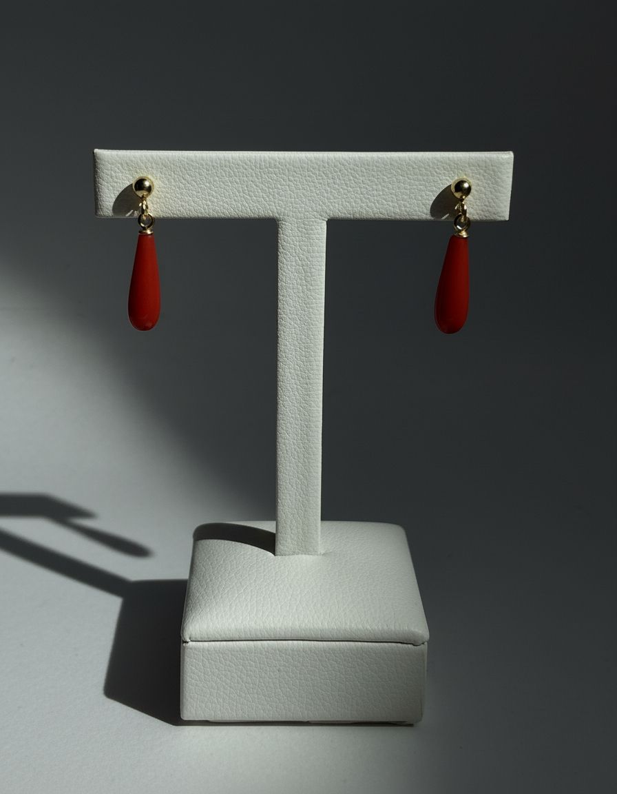 Orecchini in corallo mediterraneo montati in argento 925 con zirconi