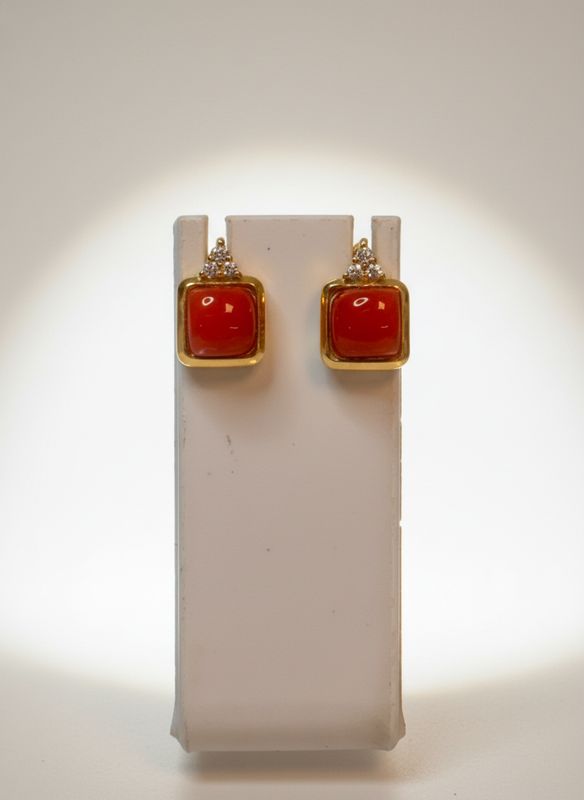 Orecchini in corallo mediterraneo montati in argento 925