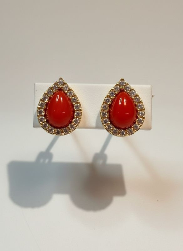 Orecchini in corallo mediterraneo montati in argento 925